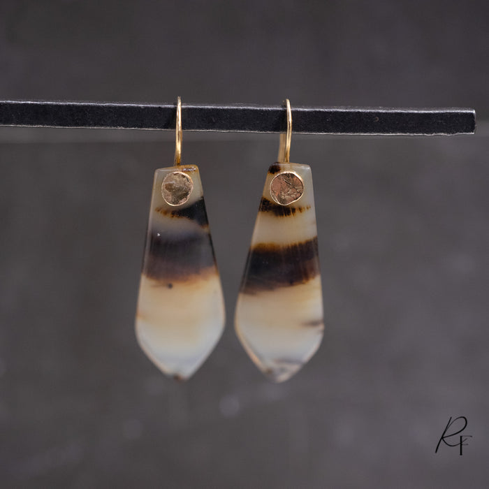 Montana Agate earring with 14k yellow gold earring wire